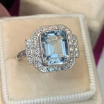 Luxury 925 Silver Square Sea Blue Zircon Ring6silver ring