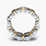 Men's Two-Tone Geometric Band Rings with Diamond Accents