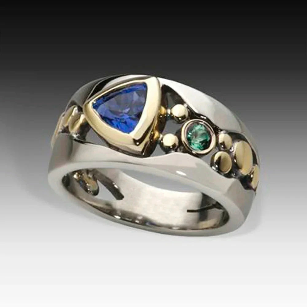 Triangular Green Stone Ring for Women