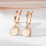585 Rose Gold Zircon Disc Dangle Earrings for Women