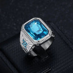 Men's Square Blue CZ Party Ring