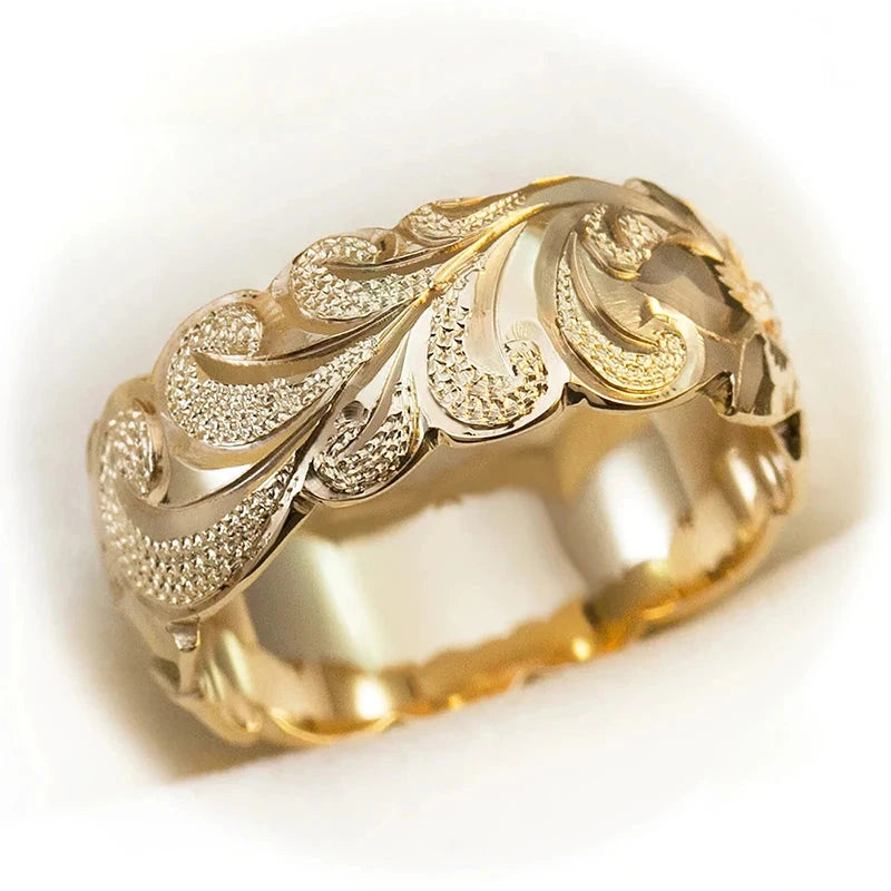 Huitan Boho Floral Gold Ring for Women