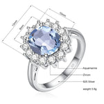 Aquamarine Birthstone Genuine S925 Silver Ring LuxuryAquamarine-H8