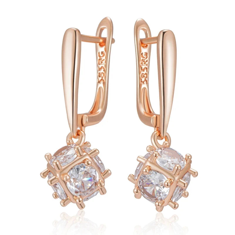 Square Drop Earrings for Women Fashion 585 Rose GoldH2023