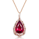 Water Drop Ruby Rose Gold Pendant NecklaceNecklace