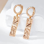 Wbmqda Irregular Geometric Glossy Long Drop Earrings For Women 585 Rose Gold Color Fashion Elegant Daily Fine Jewelry Gifts