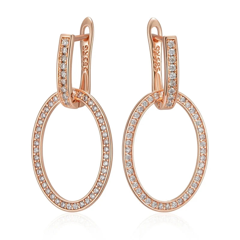 Shiny Natural Zircon Big Drop Earring for Women 585 Rose GoldH1984