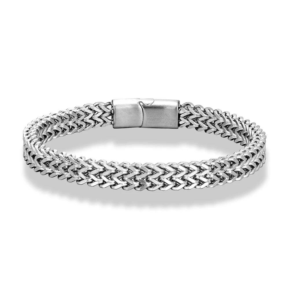 8MM Blue Stainless Steel Curb Chain BraceletSilver23cm