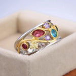 Two-Tone Colorful Stone Women’s Ring