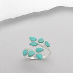 Simple and Elegant Leaf Shape Blue Turquoise Ring