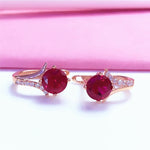 Rose Gold Inlaid Ruby EarringsRing