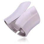 Wide Asymmetric Punk Bangle – Steampunk Femme JewelryS041 Matte Silver