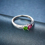 Solid 925 Sterling Silver Ring Natural Diopside & Purple-red Rhodolite Garnet Rings