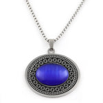 Bohemian oval stone pendant, Royal Blue stone