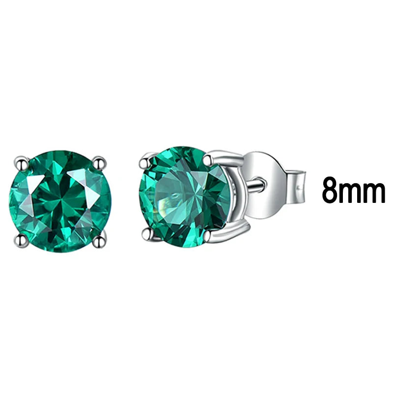 925 Sterling Silver Blue Topaz Romantic Earrings for Women'sEmerald-8mm-Earring