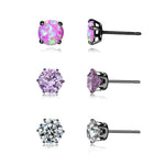 3 Pairs of Red Opal Stone Stud EarringsOT210