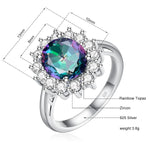 Aquamarine Birthstone Genuine S925 Silver Ring LuxuryMystic Topaz-T10