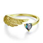925 Sterling Silver Wing & Heart Open RingSCR1070-EBresizable