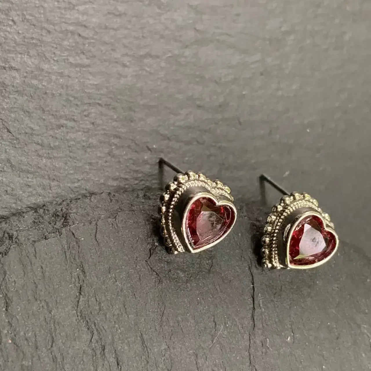 Natural Garnet 925 Sterling Silver Stud Earrings For Women