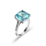 Luxury 925 Sterling SIlver Blue/Yellow Zircon Circle Round6C1