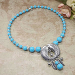 2024 Ethnic Hand Pendant Necklace Vintage TurquoisesNA2484-4