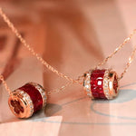 Silver Diamonds Light Luxury Ruby Necklace Exquisite Clavicle Chain Pendant