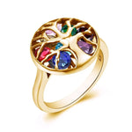 Tree of Life Stones 925 Sterling Silver and 18K Gold Color RingRingGold5