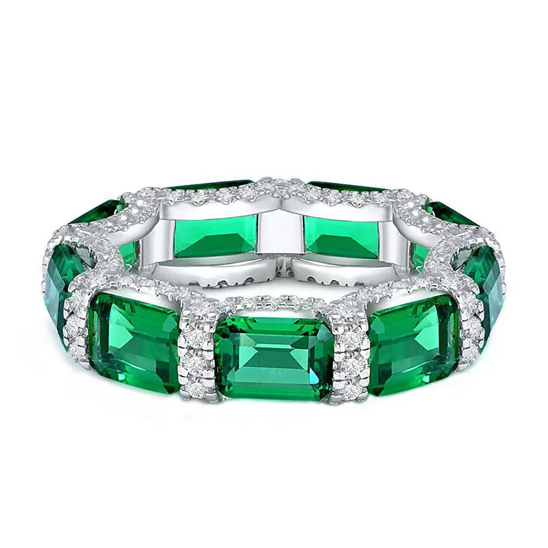 Emerald High Carbon Diamond Eternity RingsGreen9