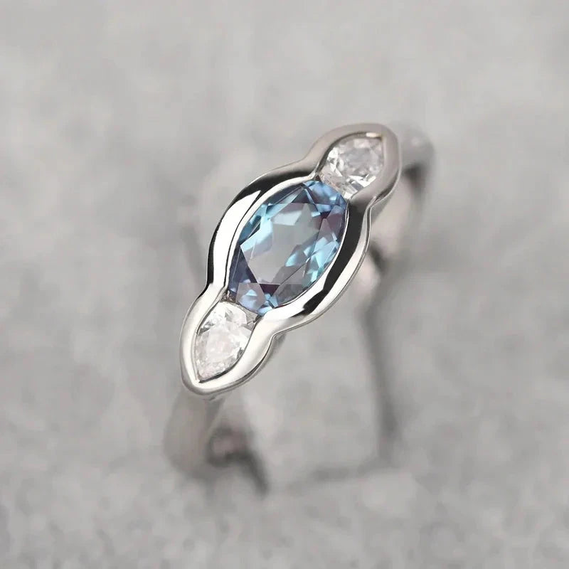Delicate Cubic Zirconia Blue Noble Ring
