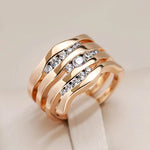 585 Rose Gold Multi Layer Geometric Zircon Rings for Women