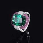 Cocktail Ruby Emerald Ring