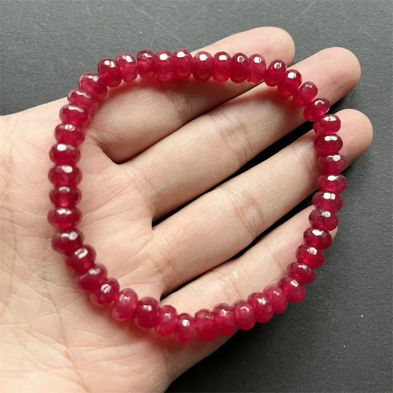 Rare 5*8MM Red Ruby Bracelet Vintage Natural Stone