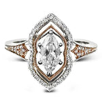 Geometric Rose Gold & Silver CZ Ring for Women