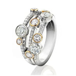 Triple Band Ring Double Color Sparkling Diamond Ring for Women10F1776