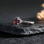 Leopard Genuine Natural Garnet 925 Silver Women's Ring