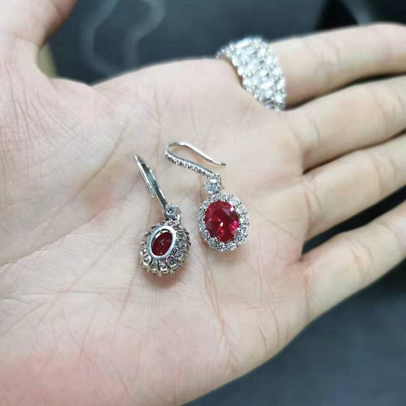 Ruby Drop 925 Sterling Silver EarringsEarrings