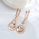Elegant Hoop Pendant 585 Rose Gold Long Drop Zircon Earrings For Women