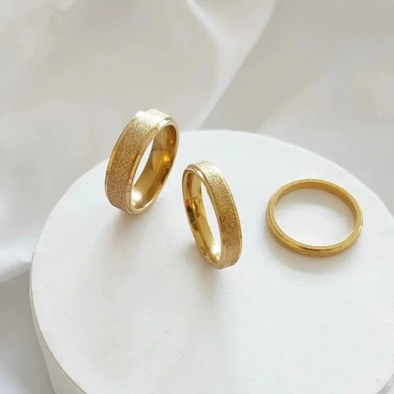 Frosted Stainless Steel Ring for Women