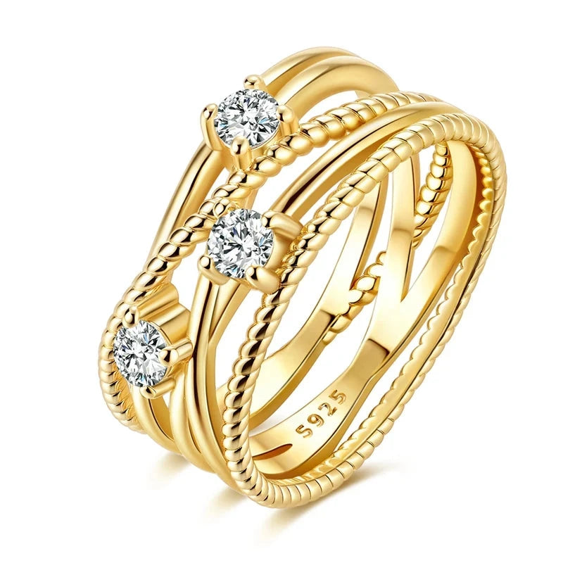 Gold Color 925 Sterling Silver Rings SparkingKTR112-GDCHINA