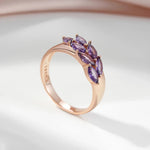 585 Gold Purple Leaf Zircon Ring for Women