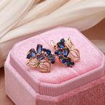 Vintage Blue Zircon Rose Gold Stud Earrings