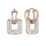 Luxury Rose Gold Zircon Square Drop Earrings for WomenH2501