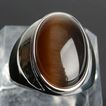 Vintage Gray Cat Eye Stainless Steel RingBrown -S12