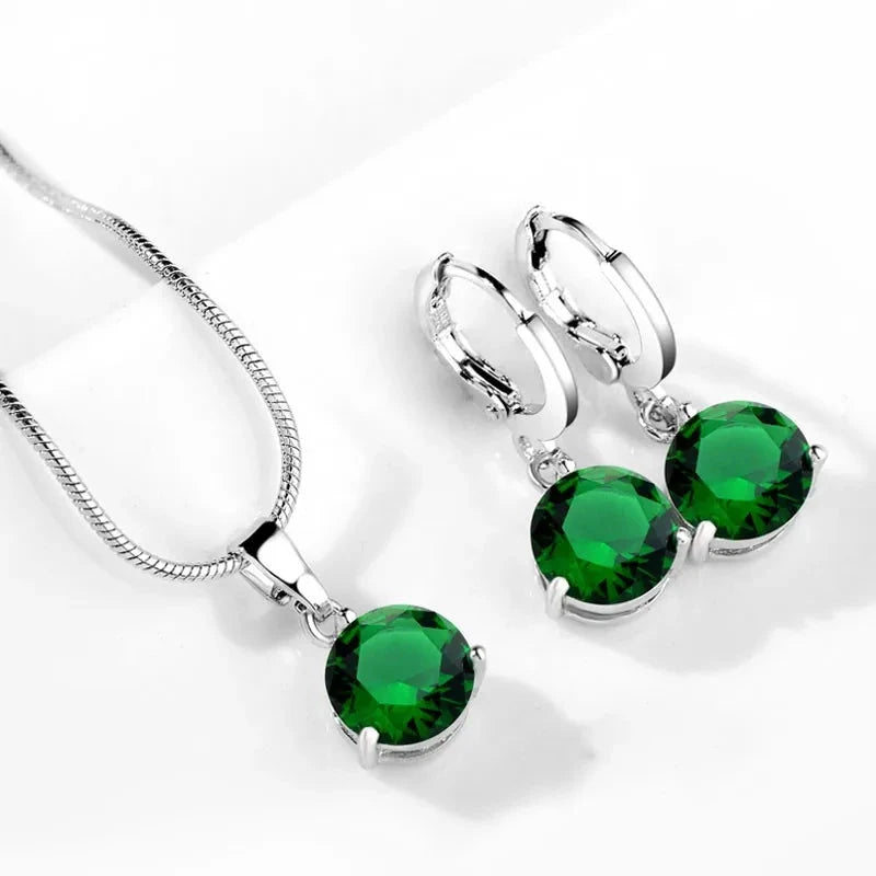 925 Sterling Silver Crystal Set – Necklace & Earrings