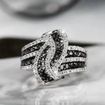Luxury Shiny White Black Enamel Rings for WomenQ4736
