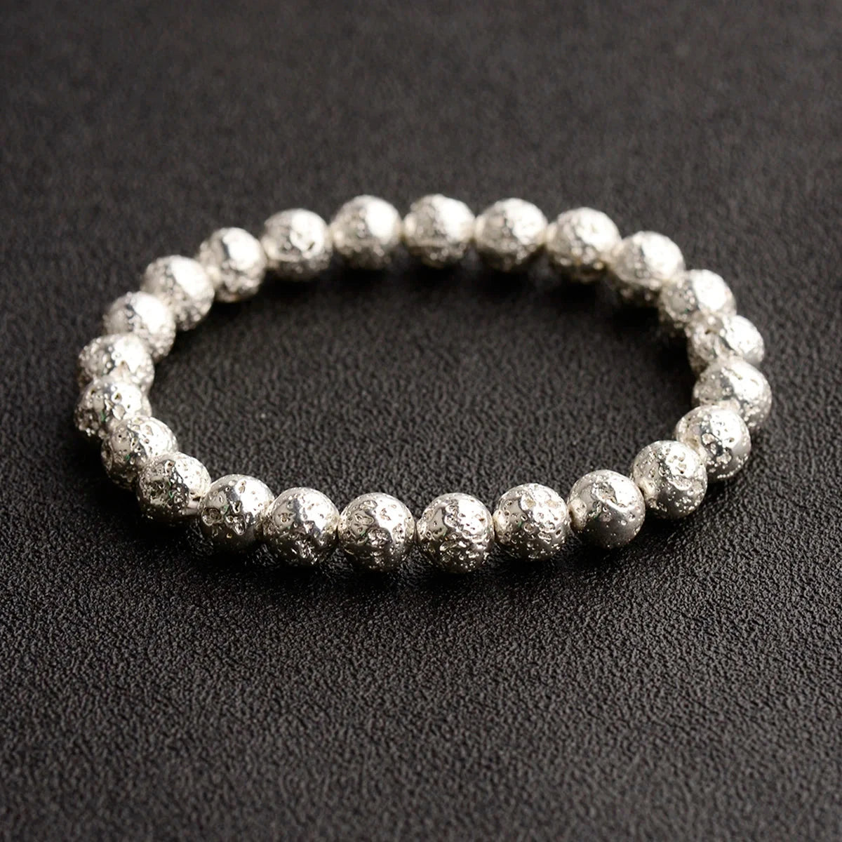 Lava Stone Bead Bracelet – Gold/Silver Unisex