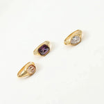 Luxury Shiny Cubic Zirconia Stainless Steel Wedding Statement Ring PVD Gold Plated Fashion Waterproof Jewelry
