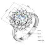 Aquamarine Birthstone Genuine S925 Silver Ring LuxuryWhite Zircon-W5