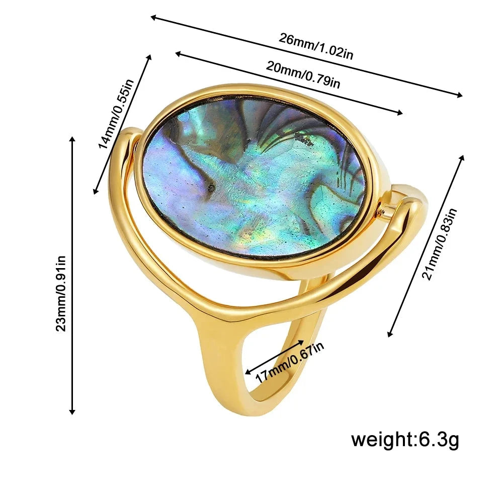 Charm Personality Rotatable Double Sided Opal Rings Women Stainless Steel Oval Anillos Indie Statement Jewelry Gifts New 2024