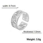 Stainless Steel Leaves Ring Women Gold Color Open Rings